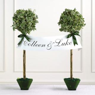 Topiaries with Name Banner